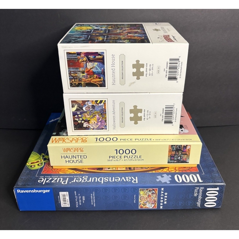 4 Halloween Jigsaw Puzzles 500 1000 Pcs Ravensburger Boardwalk COMPLETE